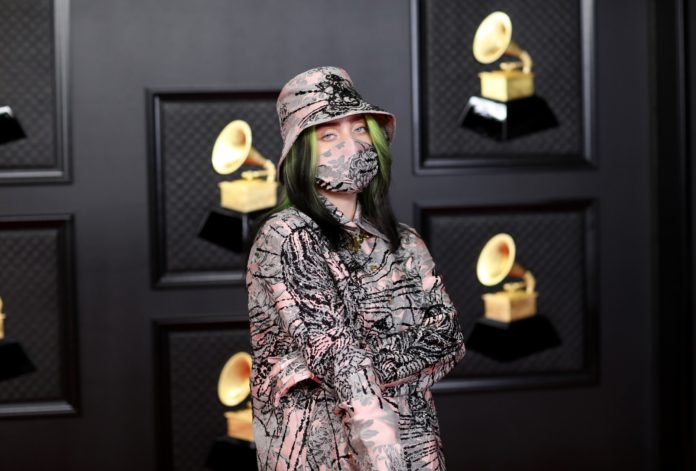 Billie Eilish at the 63rd Annual Grammy Awards in March 2021.