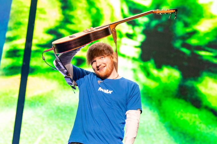 Ed Sheeran in concert at Miller Park, Milwaukee in 2018.