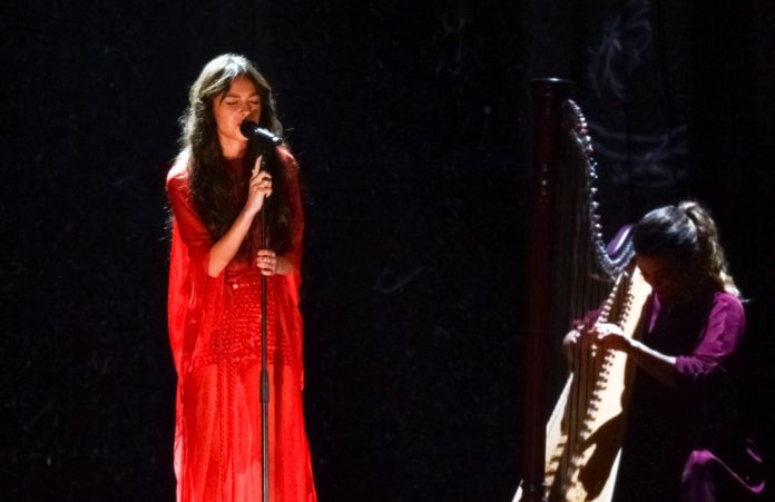 Olivia Rodrigo performs at the BRIT Awards in May.